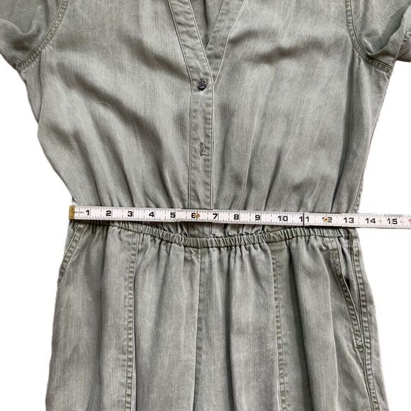 Old Navy Green Long Sleeve Button Front Elastic Waist Jumpsuit Size Small - Picture 5 of 16